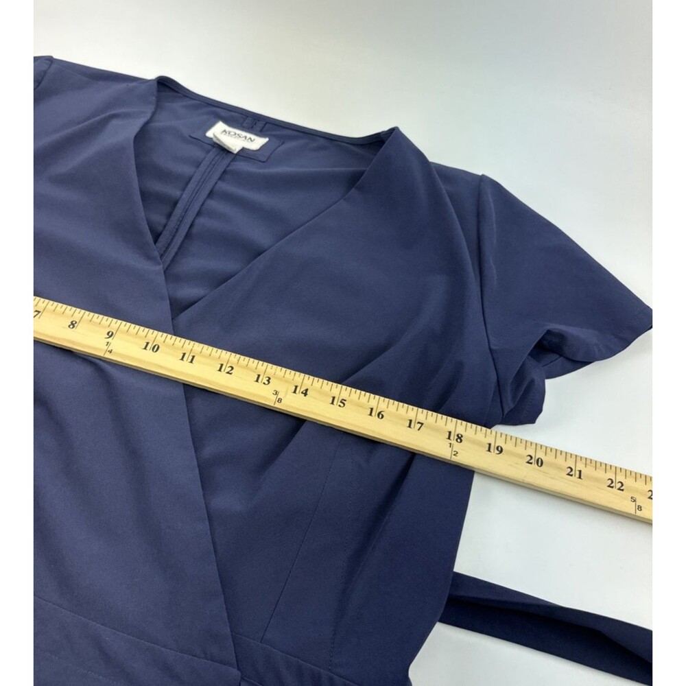 The Kosan Go Travel Wrap Dress Navy Short Sleeves Zip Pocket Adjustable Women XL - Picture 15 of 16